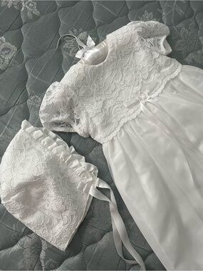Vintage C.I. Castro & Co Baptismal Christening Gown and Bonnet NWOT